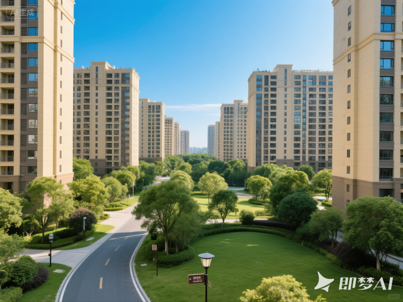 jimeng-2025-08-22-6699-一座大型成熟住宅小區(qū)的全景視角，小區(qū)內(nèi)有多棟高層住宅樓，樓高約20至25層。建筑...