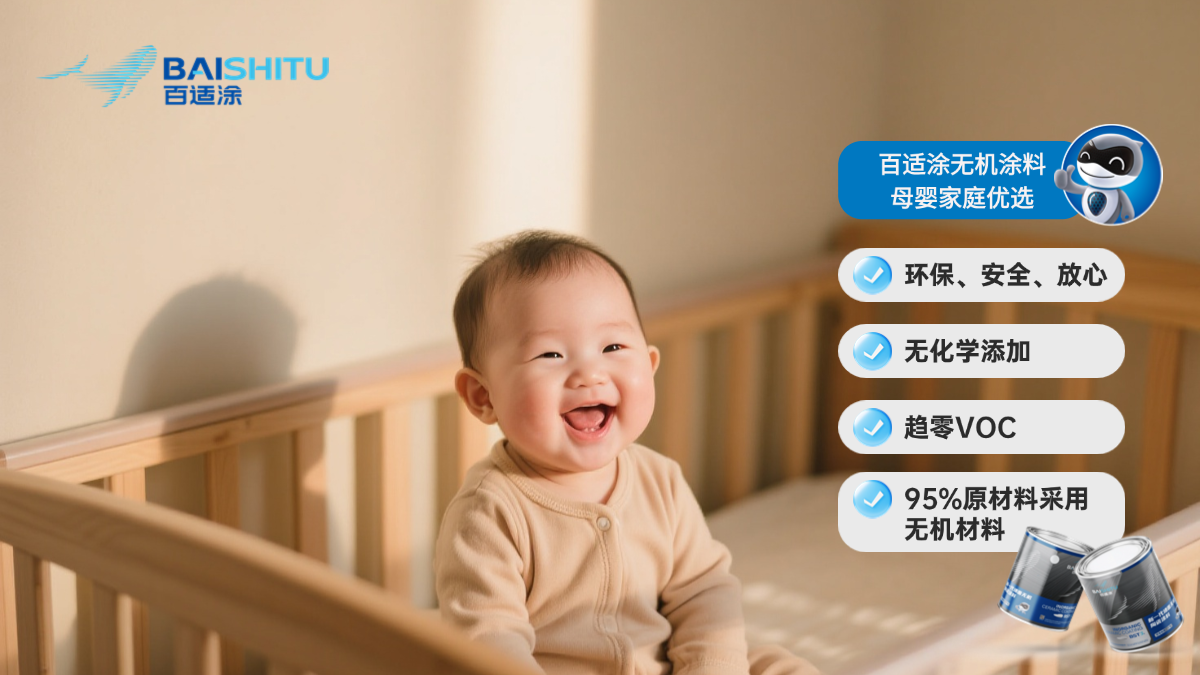 墻漆無(wú)機(jī)涂料-趨零VOC、抗菌防霉、耐污易潔，母嬰家庭的理想之選